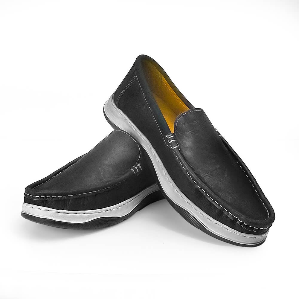 1 (2) Premium Bob Leather Comfort Casual Shoe Black - HM88 - Image 1